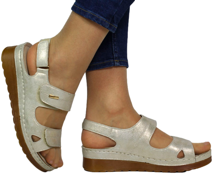 Sandały Komfortowe Skotnicki S-3-0533 Gold Zlote