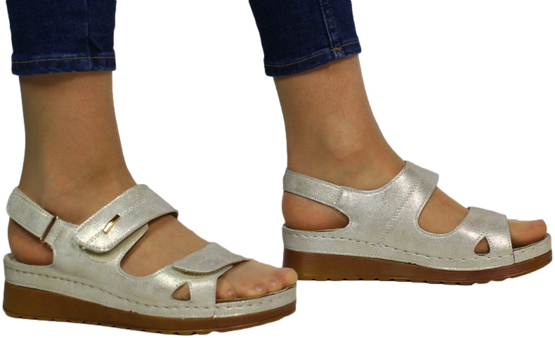 Sandały Komfortowe Skotnicki S-3-0533 Gold Zlote