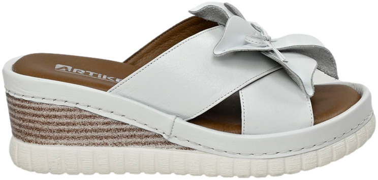 Klapki Na Koturnie Artiker 52C0501 White Skóra Naturalna