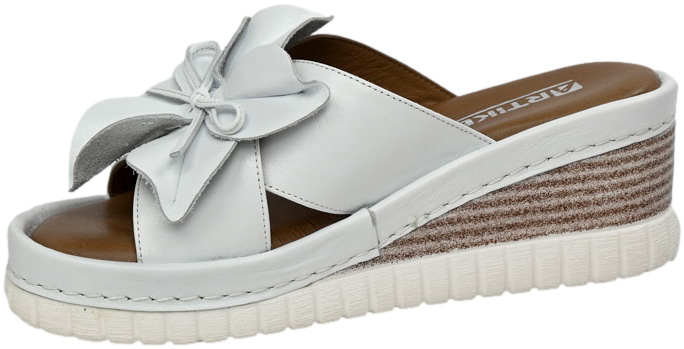 Klapki Na Koturnie Artiker 52C0501 White Skóra Naturalna