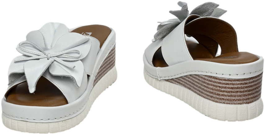 Klapki Na Koturnie Artiker 52C0501 White Skóra Naturalna