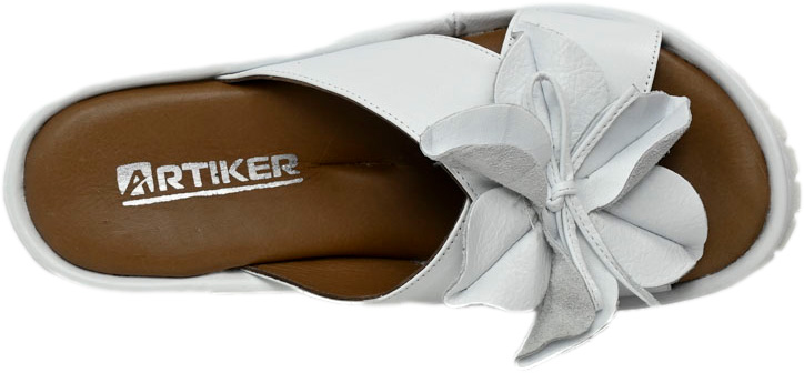 Klapki Na Koturnie Artiker 52C0501 White Skóra Naturalna