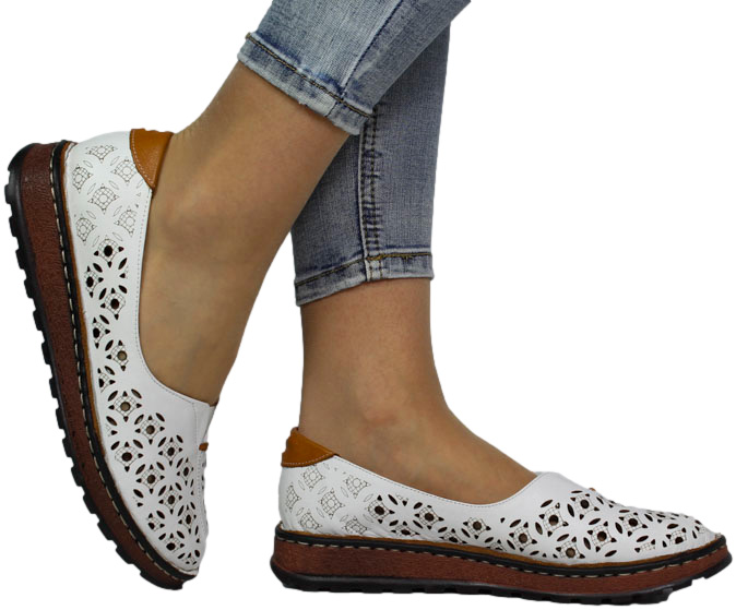 Półbuty Modne Artiker 52C0451 White Biały Skóra Naturalna
