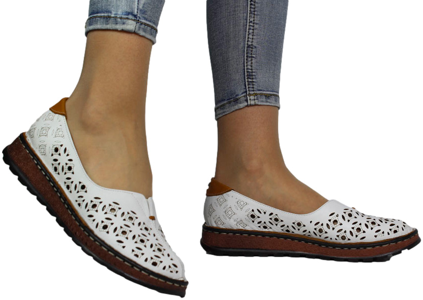 Półbuty Modne Artiker 52C0451 White Biały Skóra Naturalna