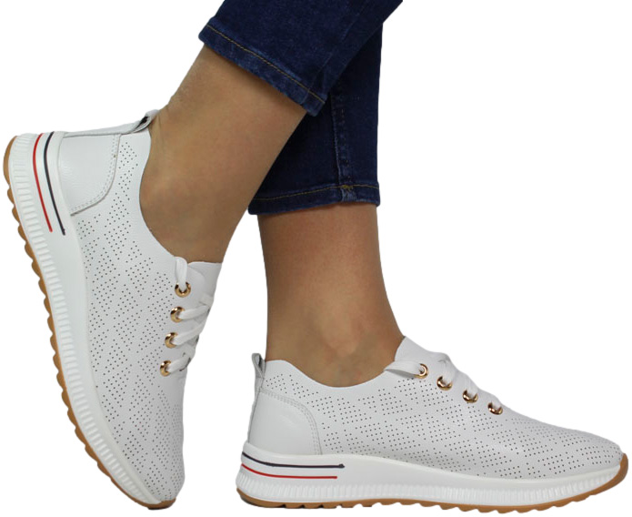 Sneakersy Modne Artiker 54C1758 White Biały Skóra Naturalna