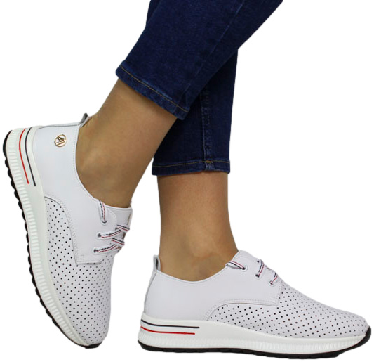 Sneakersy Modne Artiker 54C1760 White Biały Skóra Naturalna