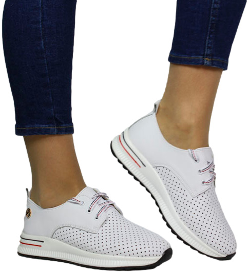 Sneakersy Modne Artiker 54C1760 White Biały Skóra Naturalna