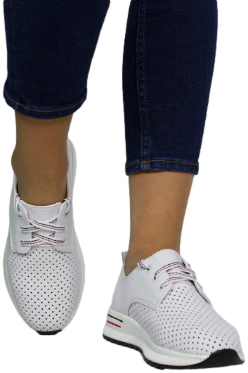 Sneakersy Modne Artiker 54C1760 White Biały Skóra Naturalna