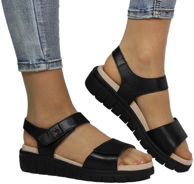 Sandały Wygodne Caprice 9-28701-42 036 Black BLK Sole Skóra Naturalna