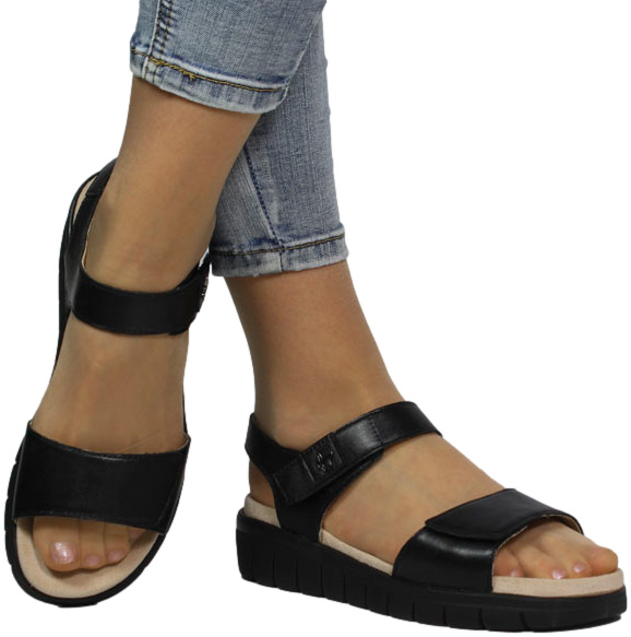 Sandały Wygodne Caprice 9-28701-42 036 Black BLK Sole Skóra Naturalna