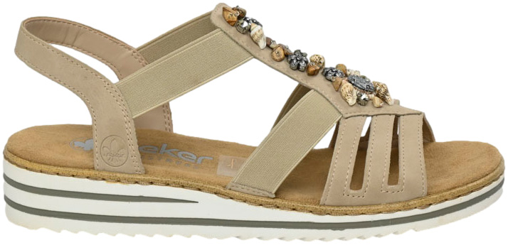 Sandały Stylowe Rieker V0649-62  Beige