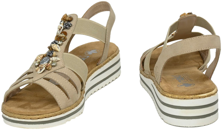 Sandały Stylowe Rieker V0649-62  Beige