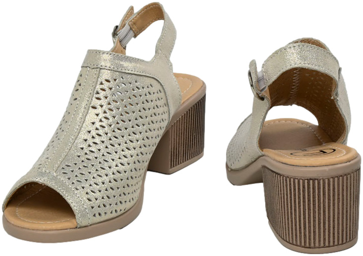 Sandały Eleganckie Filippo DS4475/24 Złoty Skóra Naturalna