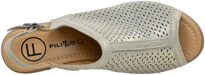 Sandały Eleganckie Filippo DS4475/24 Złoty Skóra Naturalna