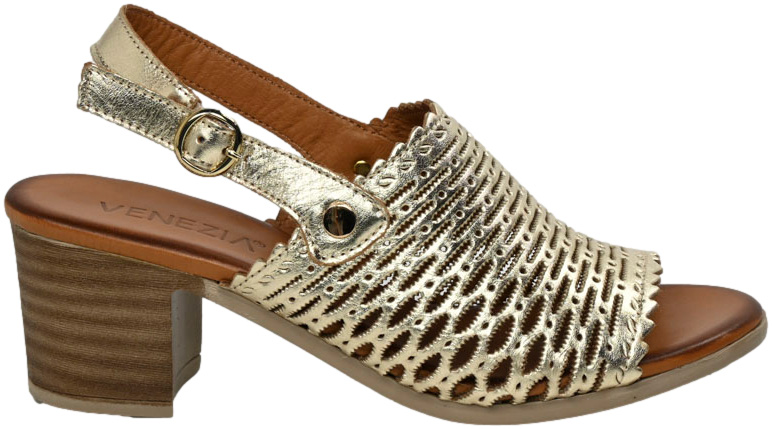 Sandały Eleganckie Venezia 13482786 ME Złoty Skóra Naturalna