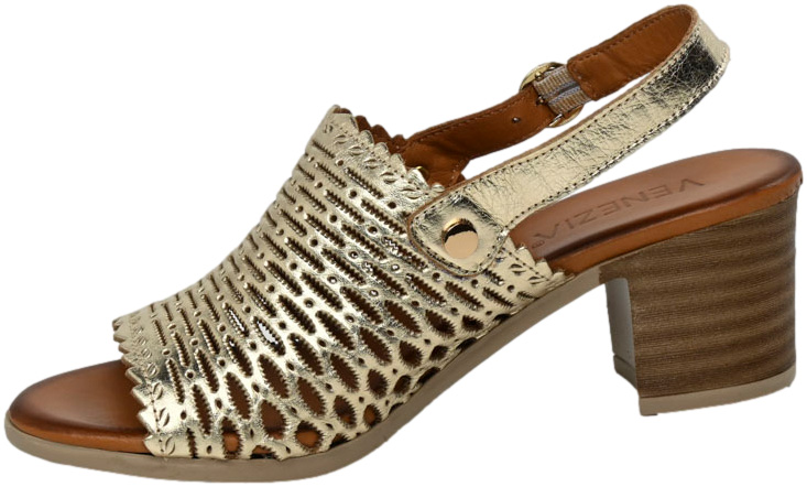 Sandały Eleganckie Venezia 13482786 ME Złoty Skóra Naturalna