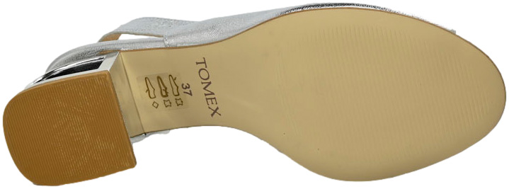 Sandały Polskie Tomex 1518/2 Srebrny Skóra Naturalna