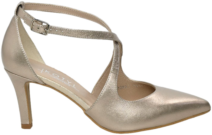 Szpilki Eleganckie Kotyl 3703 Złoty Vera Skóra Naturalna