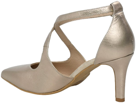 Szpilki Eleganckie Kotyl 3703 Złoty Vera Skóra Naturalna