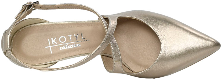 Szpilki Eleganckie Kotyl 3703 Złoty Vera Skóra Naturalna
