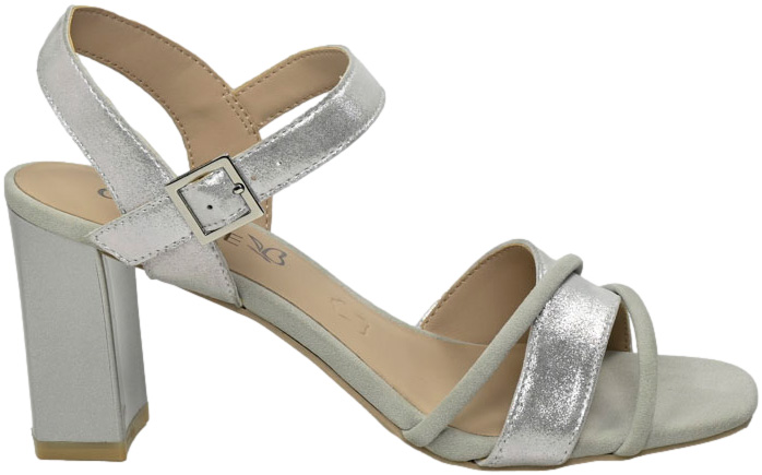 Sandały Modne Caprice 9-28310-42 Silver Comb Skóra Naturalna