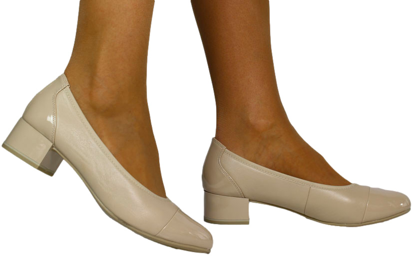 Czółenka Modne Caprice 9-22500-42 Beige Nappa Skóra Naturalna