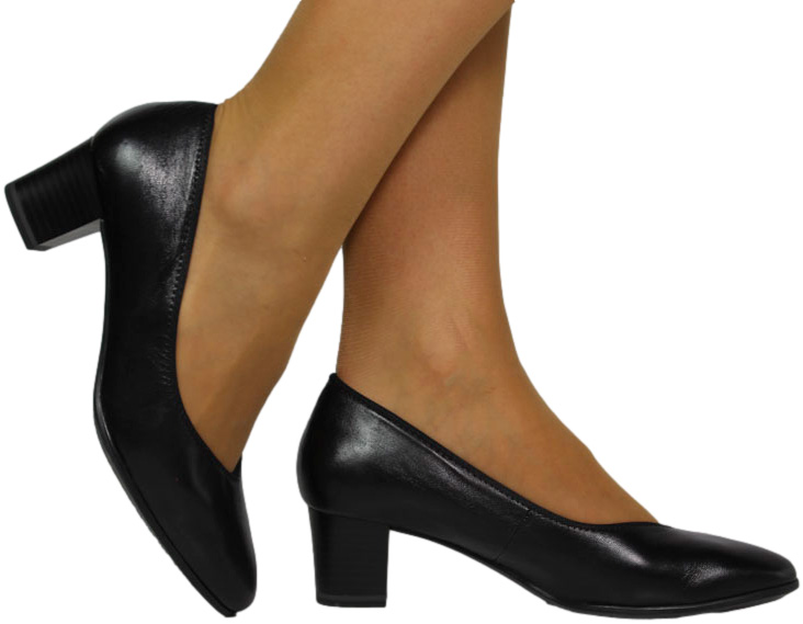 Czółenka Wygodne Caprice 9-22301-43 Black Nappa Skóra Naturalna