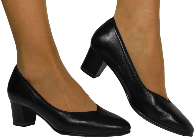 Czółenka Wygodne Caprice 9-22301-43 Black Nappa Skóra Naturalna
