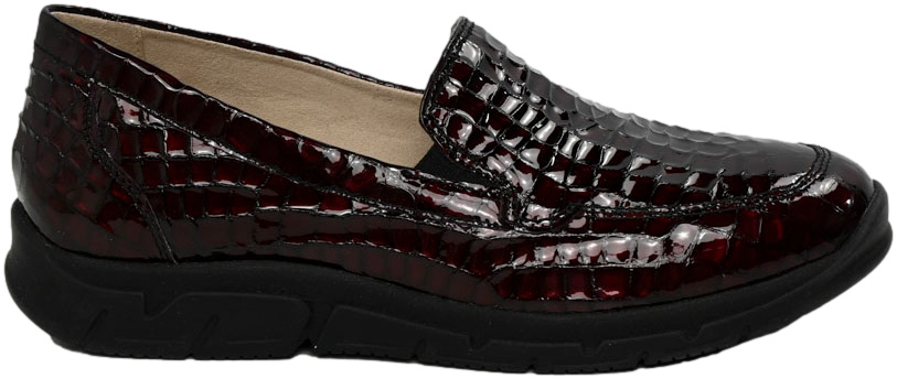 Półbuty Stylowe Caprice 9-24651-43 Bordo Croco Skóra Naturalna