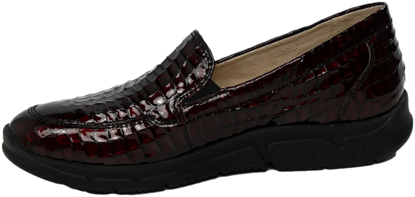 Półbuty Stylowe Caprice 9-24651-43 Bordo Croco Skóra Naturalna