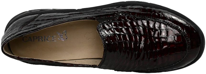 Półbuty Stylowe Caprice 9-24651-43 Bordo Croco Skóra Naturalna