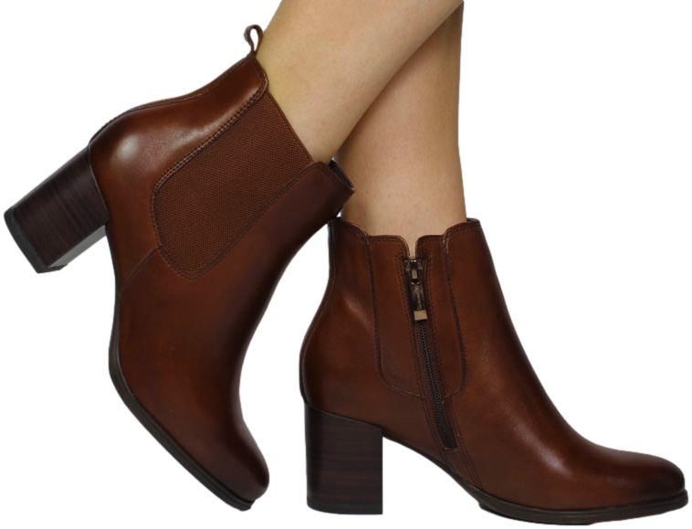 Botki Stylowe Tamaris 1-25377-41 Muscat Brąz Skóra Naturalna
