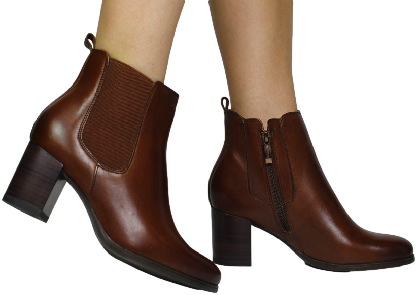 Botki Stylowe Tamaris 1-25377-41 Muscat Brąz Skóra Naturalna