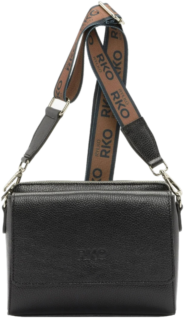 Torebka Elegancka Ryłko R40556TB_9QD Czarny Brąz Skóra Naturalna