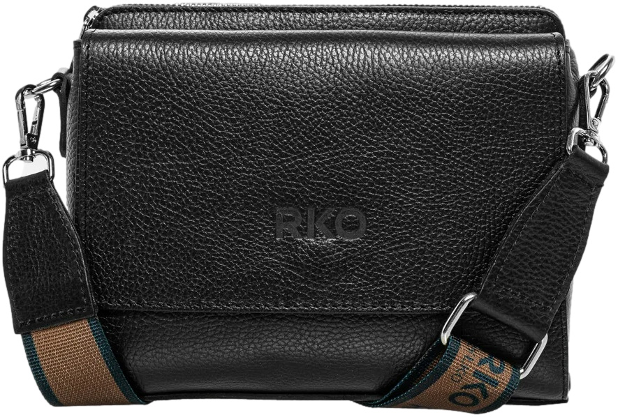 Torebka Elegancka Ryłko R40556TB_9QD Czarny Brąz Skóra Naturalna