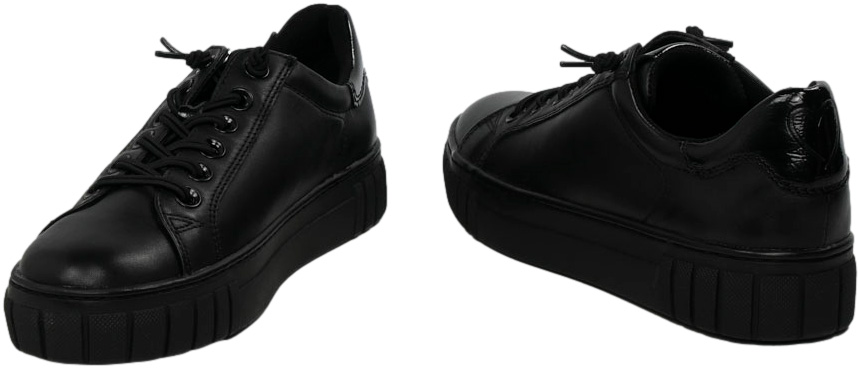 Sneakersy Modne Marco Tozzi 2-23789-43 098 Black Comb Skóra Naturalna