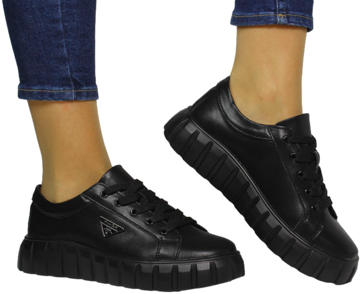 Sneakresy Stylowe Filippo DP4670-24 Czarne Skóra Naturalna