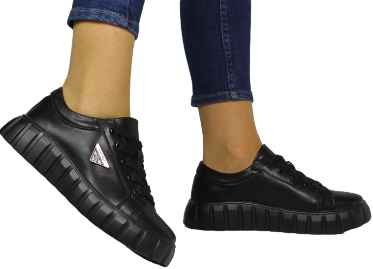 Sneakresy Stylowe Filippo DP4670-24 Czarne Skóra Naturalna