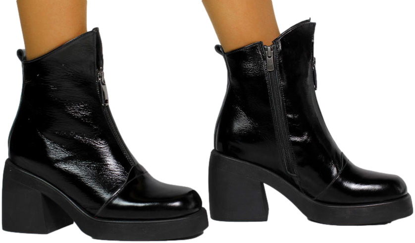 Botki Modne Verano 045.4272-R55 Black Skóra Naturalna