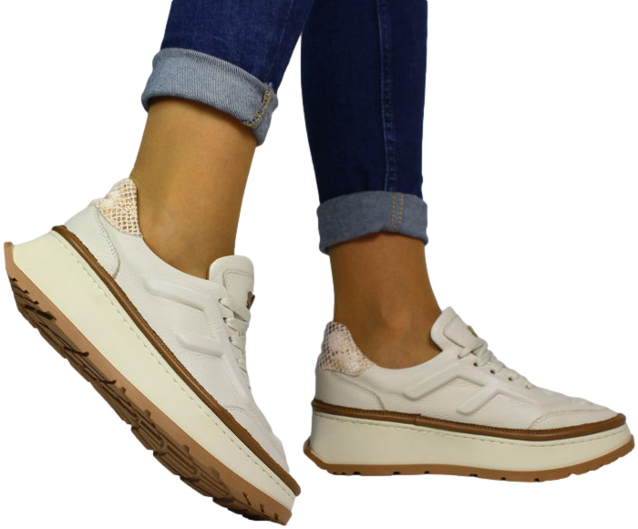 Sneakersy Stylowe Boccato 4056 218-203 Beige Skóra Naturalna