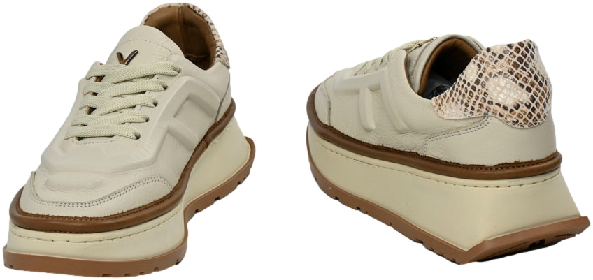 Sneakersy Stylowe Boccato 4056 218-203 Beige Skóra Naturalna