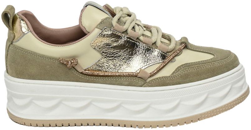 Sneakersy Modne Boccato 461.7641 B23 Beige Skóra Naturalna