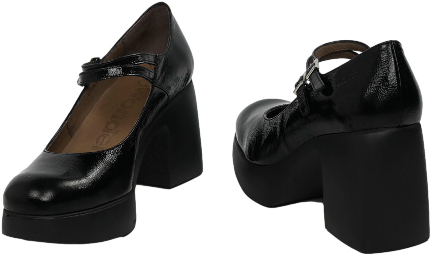 Czółenka Na Platformie Wonders H-4960 Menorca Negro Słóra Naturalna