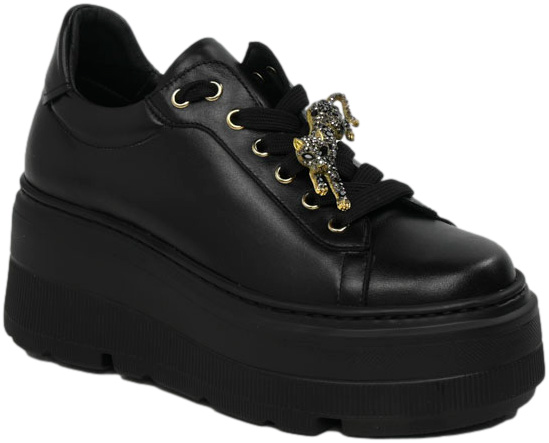 Sneakersy Wygodne Karino 5274-076 Czarne Lico Skóra Naturalna