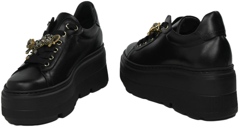 Sneakersy Wygodne Karino 5274-076 Czarne Lico Skóra Naturalna