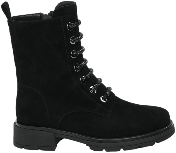 Trzewiki Stylowe Loretta Vitale C2439109 Black Suede Skóra Naturalna