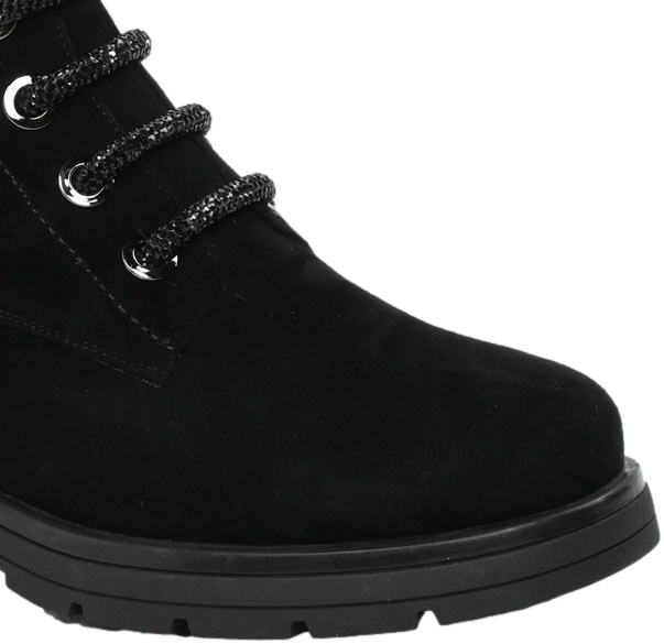 Trzewiki Stylowe Loretta Vitale C2439109 Black Suede Skóra Naturalna