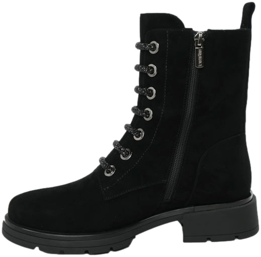 Trzewiki Stylowe Loretta Vitale C2439109 Black Suede Skóra Naturalna