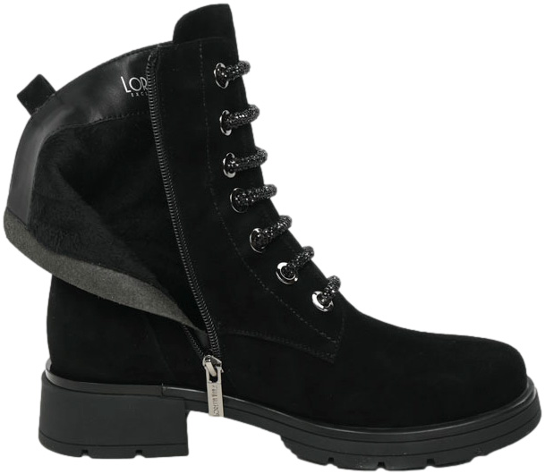 Trzewiki Stylowe Loretta Vitale C2439109 Black Suede Skóra Naturalna