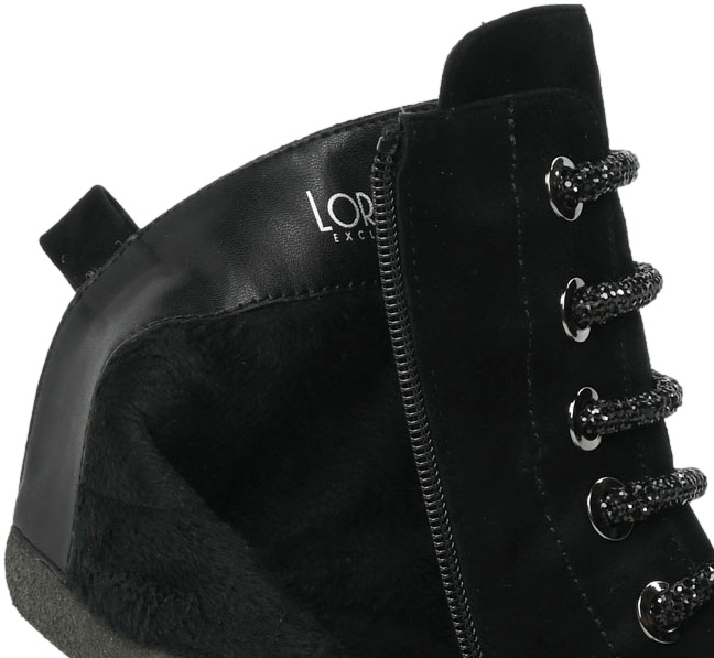 Trzewiki Stylowe Loretta Vitale C2439109 Black Suede Skóra Naturalna